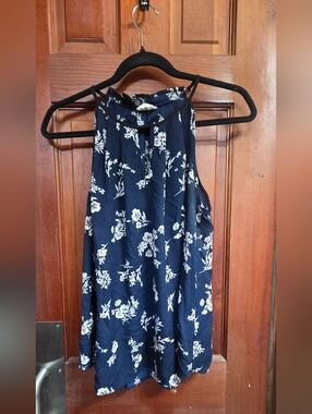 Sienna Sky Navy Blue and White Floral Halter Tank
